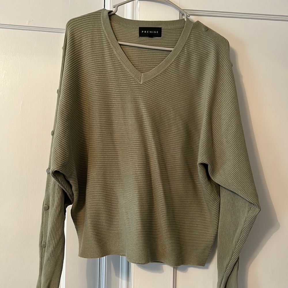 V-neck lightweight sweater.